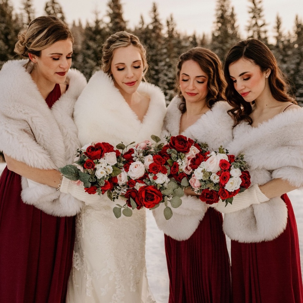 Ivory white bridal shawl